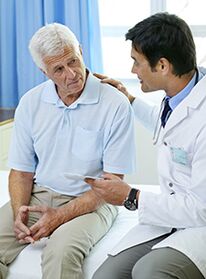 a patient with prostatitis at an appointment with a specialist